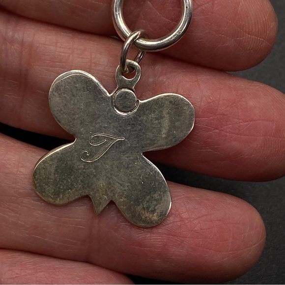 Butterfly Initial "T" Silver Tone Link Toggle Bracelet - Picture 6 of 6